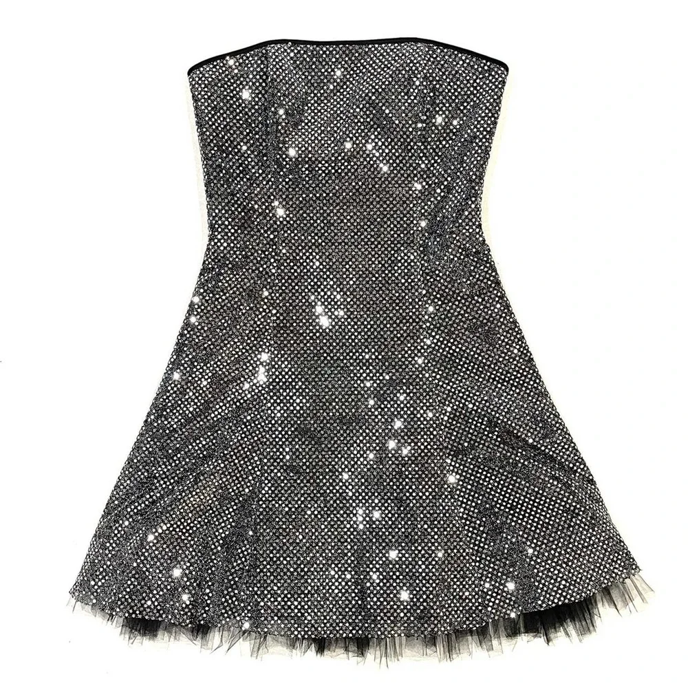 Vintage Gunne Sax Jessica Mcclintock Strapless Sequin Dress - Picture 2 of 6